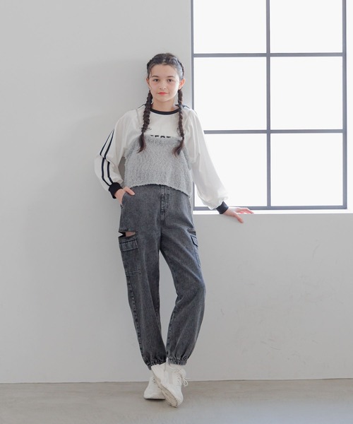 GLOBAL WORK（グローバルワーク）の「テープヤーンニットビスチェ/319691（キャミソール・キッズ・グレー/アイボリー・LARGE/MEDIUM）」の3枚目の写真