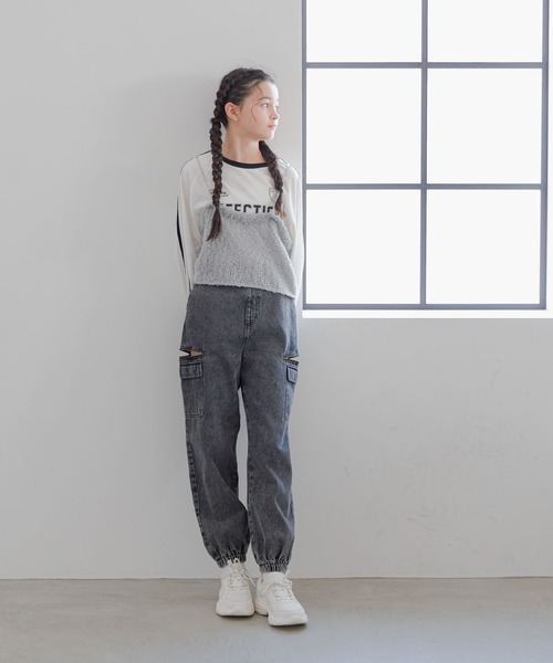 GLOBAL WORK（グローバルワーク）の「テープヤーンニットビスチェ/319691（キャミソール・キッズ・グレー/アイボリー・LARGE/MEDIUM）」の4枚目の写真