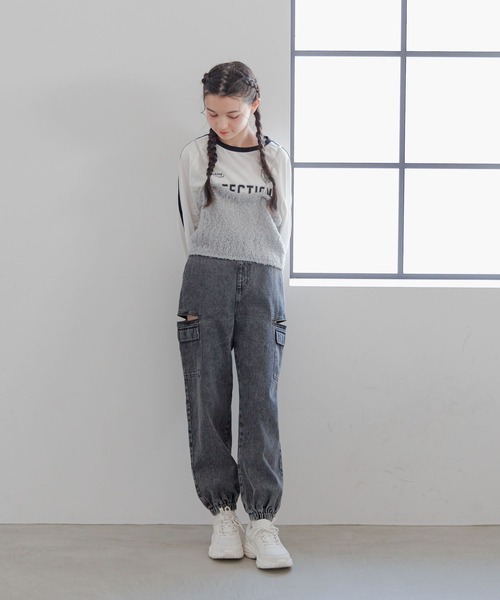 GLOBAL WORK（グローバルワーク）の「テープヤーンニットビスチェ/319691（キャミソール・キッズ・グレー/アイボリー・LARGE/MEDIUM）」の5枚目の写真