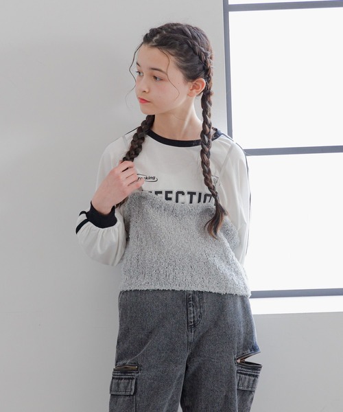 GLOBAL WORK（グローバルワーク）の「テープヤーンニットビスチェ/319691（キャミソール・キッズ・グレー/アイボリー・LARGE/MEDIUM）」の6枚目の写真