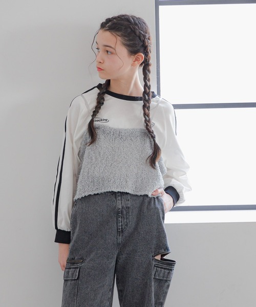 GLOBAL WORK（グローバルワーク）の「テープヤーンニットビスチェ/319691（キャミソール・キッズ・グレー/アイボリー・LARGE/MEDIUM）」の8枚目の写真