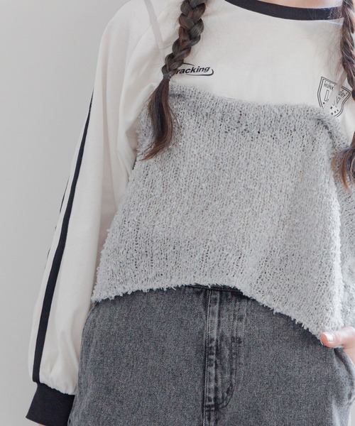 GLOBAL WORK（グローバルワーク）の「テープヤーンニットビスチェ/319691（キャミソール・キッズ・グレー/アイボリー・LARGE/MEDIUM）」の9枚目の写真