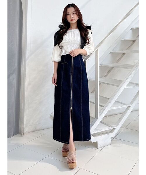 MERCURYDUO（マーキュリーデュオ）の「ショルダーリボンオフショルブラウス（シャツ/ブラウス・レディース・ブラック/アイボリー/オフホワイト・FREE）」の11枚目の写真