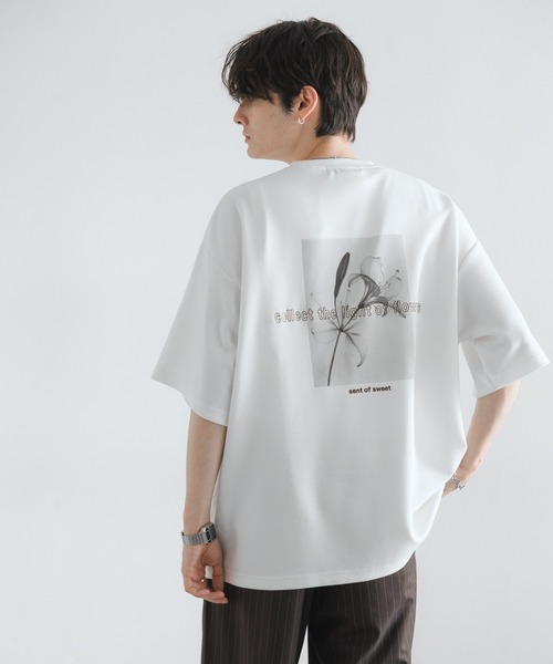 RAGEBLUE（レイジブルー）の「フラワーフォトプリント/オーバーサイズポンチTシャツ（Tシャツ/カットソー・メンズ・ブラック/ライトグレー/ホワイト/ライトブルー/ダークグリーン・SMALL/LARGE/MEDIUM）」の13枚目の写真