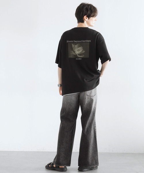 RAGEBLUE（レイジブルー）の「フラワーフォトプリント/オーバーサイズポンチTシャツ（Tシャツ/カットソー・メンズ・ブラック/ライトグレー/ホワイト/ライトブルー/ダークグリーン・SMALL/LARGE/MEDIUM）」の15枚目の写真