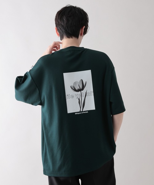 セール】フラワーフォトプリント/オーバーサイズポンチTシャツ