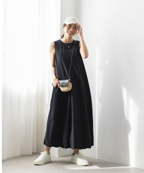 UNDOVE(アンドゥーブ)の「〈UNDOVE〉【はっ水/ストレッチ/UV対策/防シワ/接触冷感/アウトドア/普段着/水際アイテム/レジャー】はっ水バルーンワンピース(ワンピース・レディース・パープル/ブラック・X-LARGE/LARGE/MEDIUM/SMALL)」の11枚目の写真