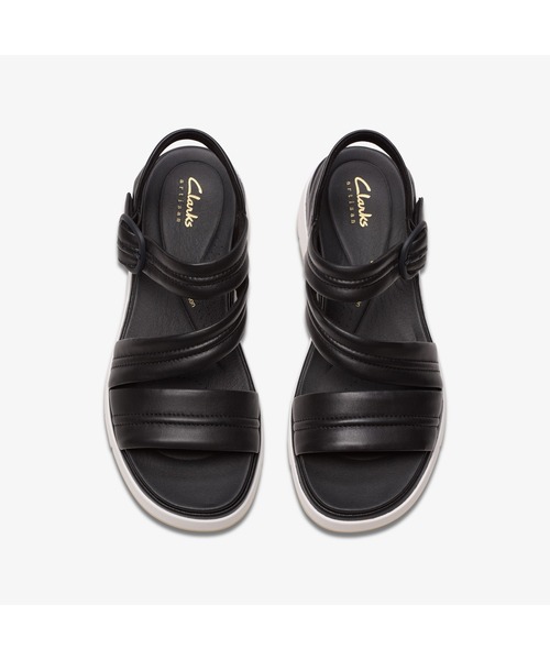 CLARKS ブラック サンダル ヒール 3cm ストラップ 軽量 レザー Alda Strap / アルダストラップ（ブラックレザー）（サンダル