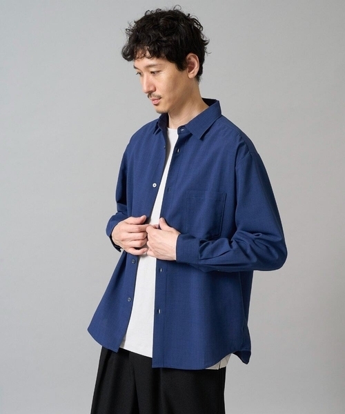 a.v.v(アーヴェヴェ)の「【接触冷感/イージーケア】ワイドシルエットシャツ【春リライト2】(シャツ/ブラウス・メンズ・グリーン/ブルー/チャコールグレー・46/50/48)」の3枚目の写真