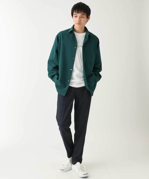 a.v.v(アーヴェヴェ)の「【接触冷感/イージーケア】ワイドシルエットシャツ【春リライト2】(シャツ/ブラウス・メンズ・グリーン/ブルー/チャコールグレー・46/50/48)」の13枚目の写真