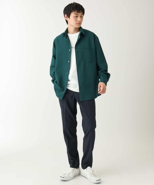 a.v.v(アーヴェヴェ)の「【接触冷感/イージーケア】ワイドシルエットシャツ【春リライト2】(シャツ/ブラウス・メンズ・グリーン/ブルー/チャコールグレー・46/50/48)」の12枚目の写真