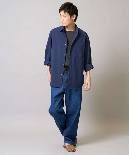 a.v.v(アーヴェヴェ)の「【接触冷感/イージーケア】ワイドシルエットシャツ【春リライト2】(シャツ/ブラウス・メンズ・グリーン/ブルー/チャコールグレー・46/50/48)」の7枚目の写真