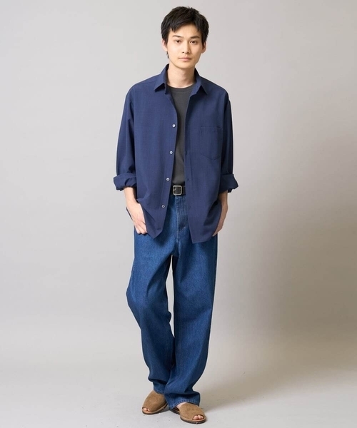 a.v.v(アーヴェヴェ)の「【接触冷感/イージーケア】ワイドシルエットシャツ【春リライト2】(シャツ/ブラウス・メンズ・グリーン/ブルー/チャコールグレー・46/50/48)」の5枚目の写真