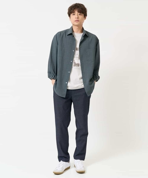 a.v.v(アーヴェヴェ)の「【接触冷感/イージーケア】ワイドシルエットシャツ【春リライト2】(シャツ/ブラウス・メンズ・グリーン/ブルー/チャコールグレー・46/50/48)」の4枚目の写真