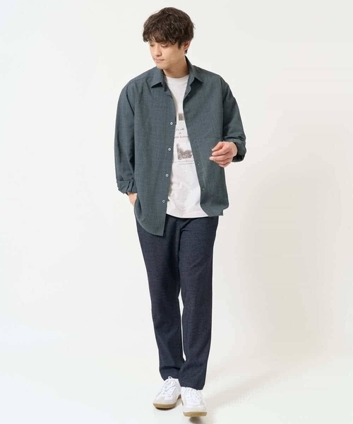 a.v.v(アーヴェヴェ)の「【接触冷感/イージーケア】ワイドシルエットシャツ【春リライト2】(シャツ/ブラウス・メンズ・グリーン/ブルー/チャコールグレー・46/50/48)」の18枚目の写真