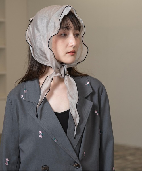 piping bicolor sheer scarf / パイピングバイカラーシアー