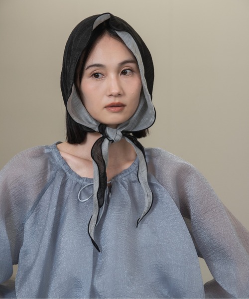 piping bicolor sheer scarf / パイピングバイカラーシアー