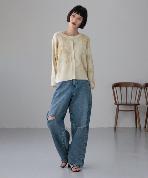 LOWRYS FARM(ローリーズファーム)の「ボカシジャガードカーディガン 326926(カーディガン/ボレロ・レディース・アイボリー/ブラック/ブルー・FREE)」の15枚目の写真