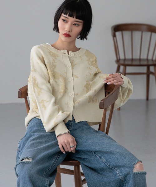 LOWRYS FARM(ローリーズファーム)の「ボカシジャガードカーディガン 326926(カーディガン/ボレロ・レディース・アイボリー/ブラック/ブルー・FREE)」の16枚目の写真