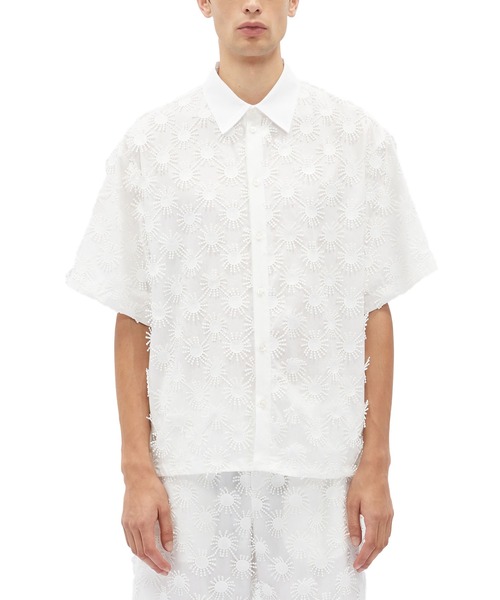 MSGM(エムエスジーエム)の「3D SUNNY マクラメコットンポプリンシャツ(シャツ/ブラウス・メンズ・ブラック/ホワイト・38)」の3枚目の写真