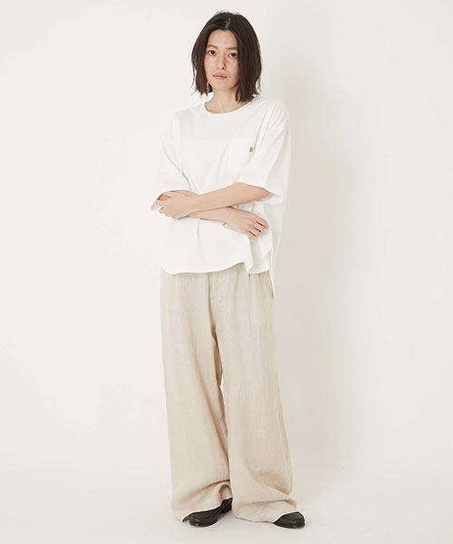 HOLLYWOOD RANCH MARKET(ハリウッドランチマーケット)の「Hエンブロイダリー ラウンドヘムTシャツ ウイメンズ(Tシャツ/カットソー・レディース・ナチュラル/ホワイト/ブラック/ネイビー・ONE SIZE)」の14枚目の写真