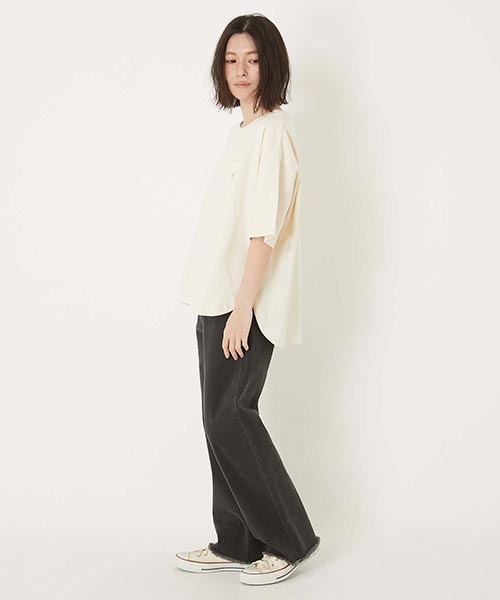 HOLLYWOOD RANCH MARKET(ハリウッドランチマーケット)の「Hエンブロイダリー ラウンドヘムTシャツ ウイメンズ(Tシャツ/カットソー・レディース・ナチュラル/ホワイト/ブラック/ネイビー・ONE SIZE)」の19枚目の写真