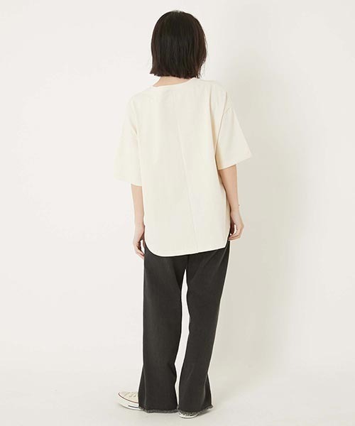 HOLLYWOOD RANCH MARKET(ハリウッドランチマーケット)の「Hエンブロイダリー ラウンドヘムTシャツ ウイメンズ(Tシャツ/カットソー・レディース・ナチュラル/ホワイト/ブラック/ネイビー・ONE SIZE)」の20枚目の写真