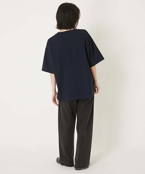 HOLLYWOOD RANCH MARKET(ハリウッドランチマーケット)の「Hエンブロイダリー ラウンドヘムTシャツ ウイメンズ(Tシャツ/カットソー・レディース・ナチュラル/ホワイト/ブラック/ネイビー・ONE SIZE)」の9枚目の写真