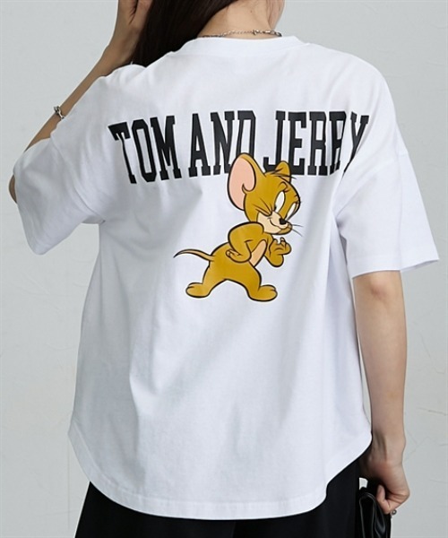 Tom&Jerry(トムアンドジェリー)の「トムとジェリーTシャツ(Tシャツ/カットソー・レディース・ホワイト系/ブラック系/チャコール/ホワイト/ブラック系1/イエロー系1/ホワイト系1・M/L)」の1枚目の写真