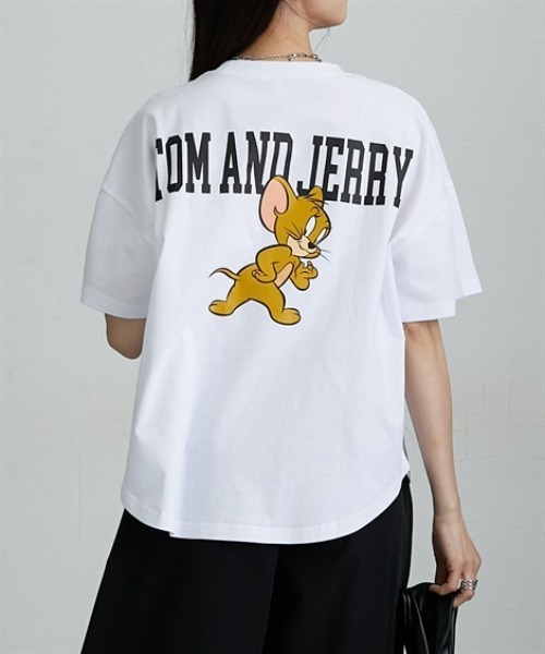 Tom&Jerry(トムアンドジェリー)の「トムとジェリーTシャツ(Tシャツ/カットソー・レディース・ホワイト系/ブラック系/チャコール/ホワイト/ブラック系1/イエロー系1/ホワイト系1・M/L)」の8枚目の写真