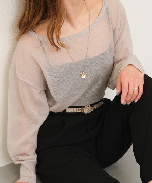 aquagarage(アクアガレージ)の「シアートップス(Tシャツ/カットソー・レディース・ライトグレー/アイボリー/ブラック・M)」の6枚目の写真