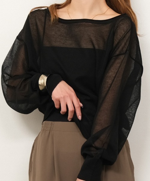 aquagarage(アクアガレージ)の「シアートップス(Tシャツ/カットソー・レディース・ライトグレー/アイボリー/ブラック・M)」の9枚目の写真