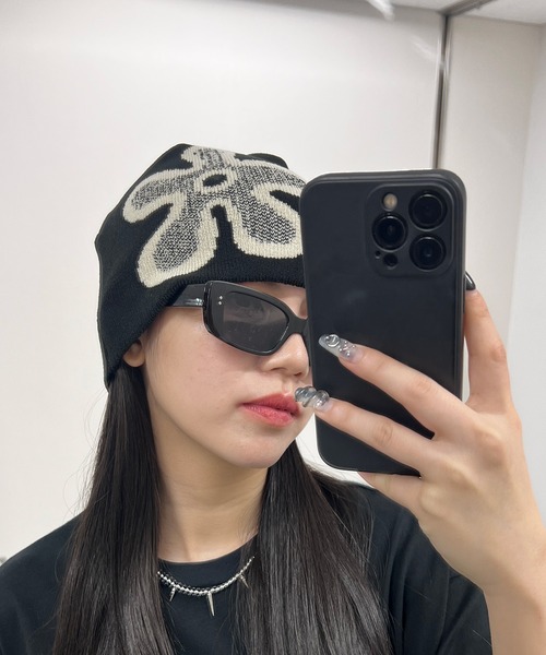 Figments（フィグメンツ）の「フラワーサマーニットワッチ（ニットキャップ/ビーニー・レディース・ブラック・FREE）」の4枚目の写真