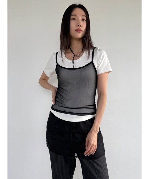 Didot.showroom（ディドット ショールーム）の「シアーレイヤードキャミソール（キャミソール・レディース・ブラック/グレー/ピンクベージュ/アイボリー・FREE）」の13枚目の写真