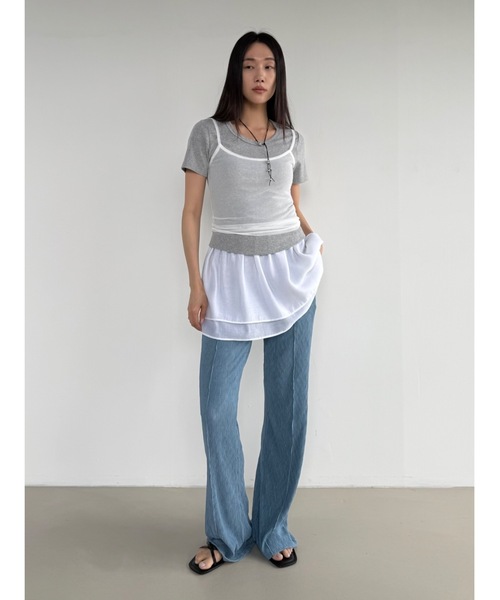 Didot.showroom（ディドット ショールーム）の「シアーレイヤードキャミソール（キャミソール・レディース・ブラック/グレー/ピンクベージュ/アイボリー・FREE）」の9枚目の写真