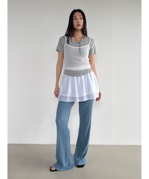 Didot.showroom（ディドット ショールーム）の「シアーレイヤードキャミソール（キャミソール・レディース・ブラック/グレー/ピンクベージュ/アイボリー・FREE）」の8枚目の写真