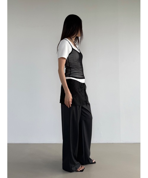 Didot.showroom（ディドット ショールーム）の「シアーレイヤードキャミソール（キャミソール・レディース・ブラック/グレー/ピンクベージュ/アイボリー・FREE）」の16枚目の写真