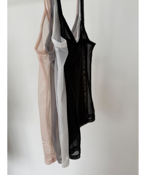 Didot.showroom（ディドット ショールーム）の「シアーレイヤードキャミソール（キャミソール・レディース・ブラック/グレー/ピンクベージュ/アイボリー・FREE）」の5枚目の写真