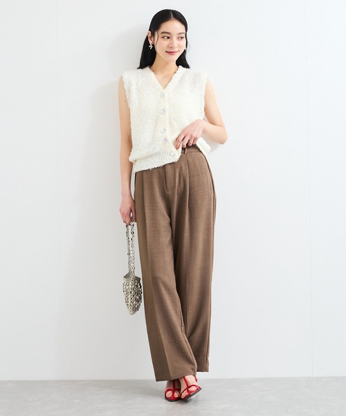 VIS（ビス）の「【洗える】テープヤーンニットベスト（ベスト・レディース・ベージュ系その他/オフホワイト・FREE）」の3枚目の写真