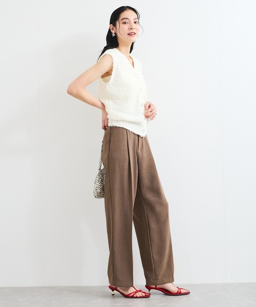 VIS（ビス）の「【洗える】テープヤーンニットベスト（ベスト・レディース・ベージュ系その他/オフホワイト・FREE）」の4枚目の写真