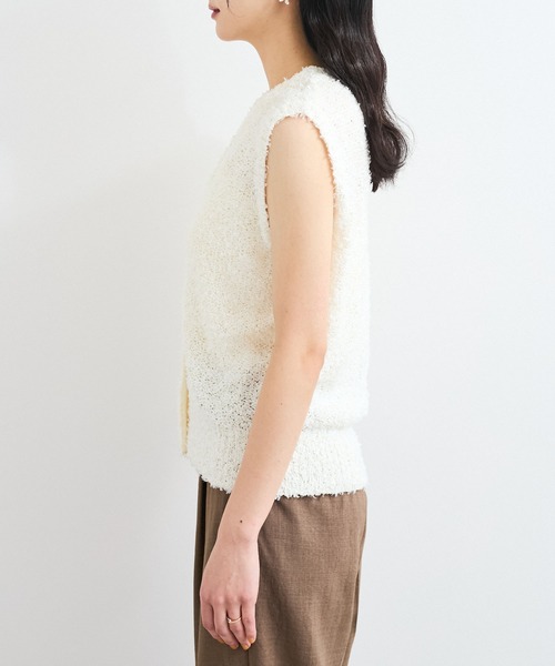 VIS（ビス）の「【洗える】テープヤーンニットベスト（ベスト・レディース・ベージュ系その他/オフホワイト・FREE）」の8枚目の写真