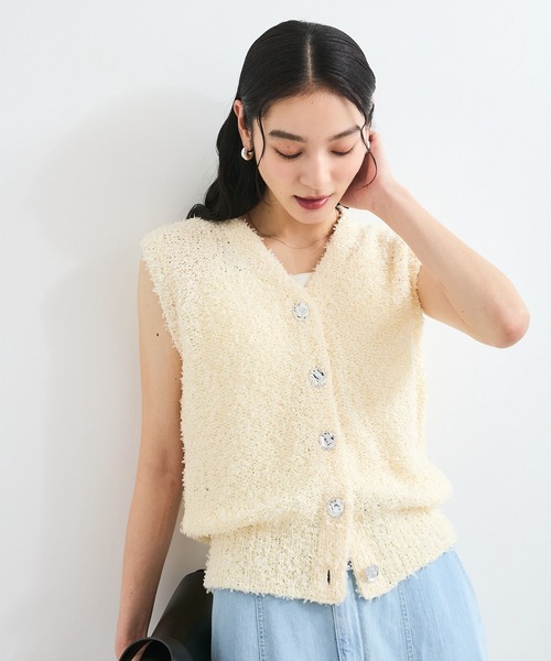 VIS（ビス）の「【洗える】テープヤーンニットベスト（ベスト・レディース・ベージュ系その他/オフホワイト・FREE）」の16枚目の写真