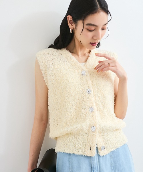 VIS（ビス）の「【洗える】テープヤーンニットベスト（ベスト・レディース・ベージュ系その他/オフホワイト・FREE）」の17枚目の写真