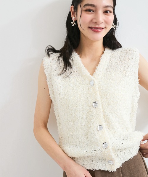VIS（ビス）の「【洗える】テープヤーンニットベスト（ベスト・レディース・ベージュ系その他/オフホワイト・FREE）」の22枚目の写真