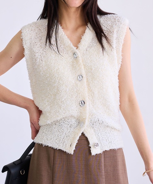 VIS（ビス）の「【洗える】テープヤーンニットベスト（ベスト・レディース・ベージュ系その他/オフホワイト・FREE）」の20枚目の写真