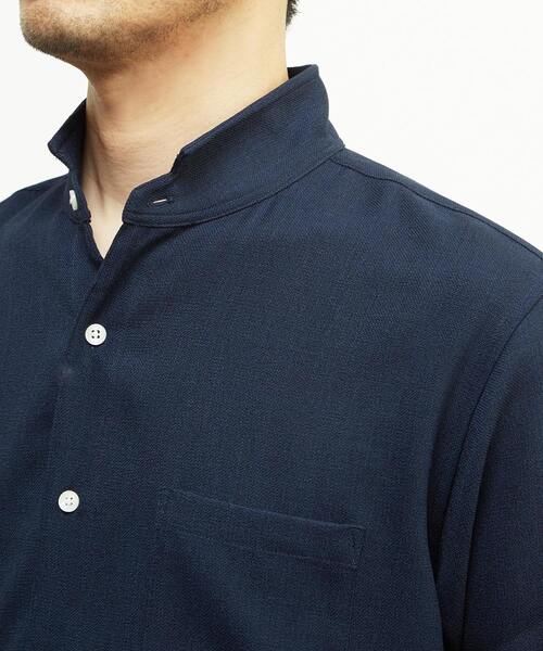MEN'S MELROSE（メンズメルローズ）の「リフラックスバスケットワンピースカラー7分袖シャツ（シャツ/ブラウス・メンズ・グレイッシュベージュ/ネイビー/ブラウン・2/4/3）」の8枚目の写真