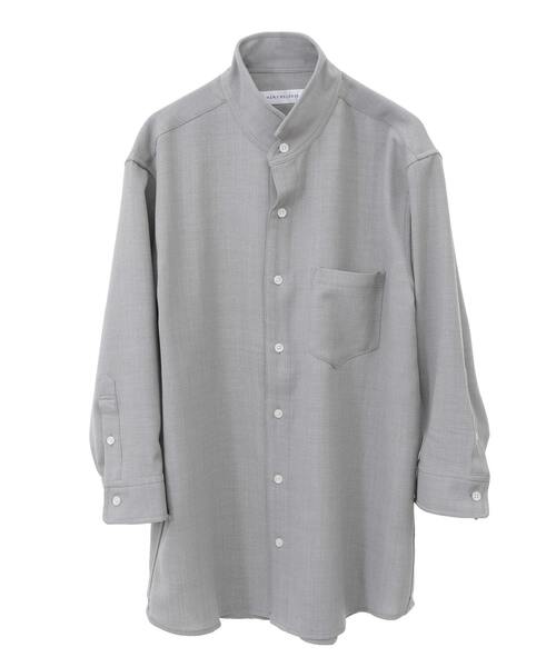 MEN'S MELROSE（メンズメルローズ）の「リフラックスバスケットワンピースカラー7分袖シャツ（シャツ/ブラウス・メンズ・グレイッシュベージュ/ネイビー/ブラウン・2/4/3）」の12枚目の写真