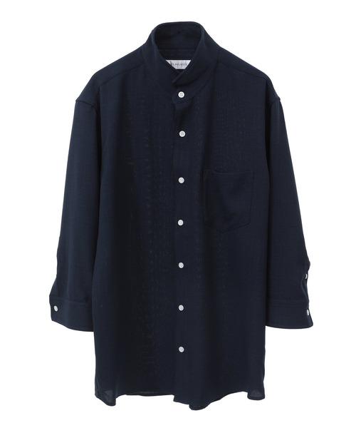 MEN'S MELROSE（メンズメルローズ）の「リフラックスバスケットワンピースカラー7分袖シャツ（シャツ/ブラウス・メンズ・グレイッシュベージュ/ネイビー/ブラウン・2/4/3）」の16枚目の写真
