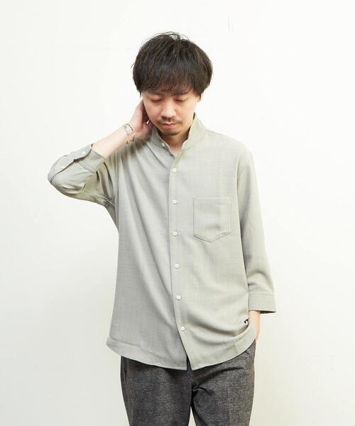 MEN'S MELROSE（メンズメルローズ）の「リフラックスバスケットワンピースカラー7分袖シャツ（シャツ/ブラウス・メンズ・グレイッシュベージュ/ネイビー/ブラウン・2/4/3）」の18枚目の写真