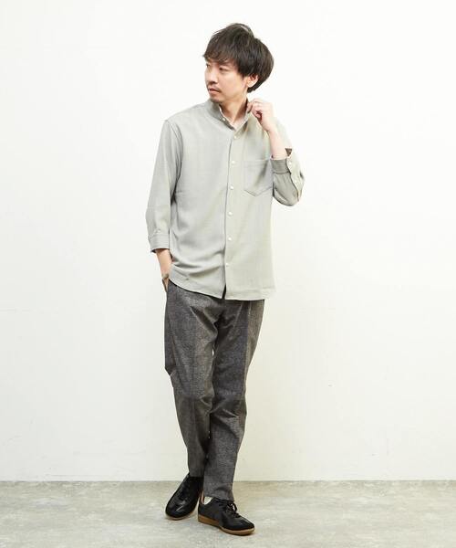 MEN'S MELROSE（メンズメルローズ）の「リフラックスバスケットワンピースカラー7分袖シャツ（シャツ/ブラウス・メンズ・グレイッシュベージュ/ネイビー/ブラウン・2/4/3）」の20枚目の写真